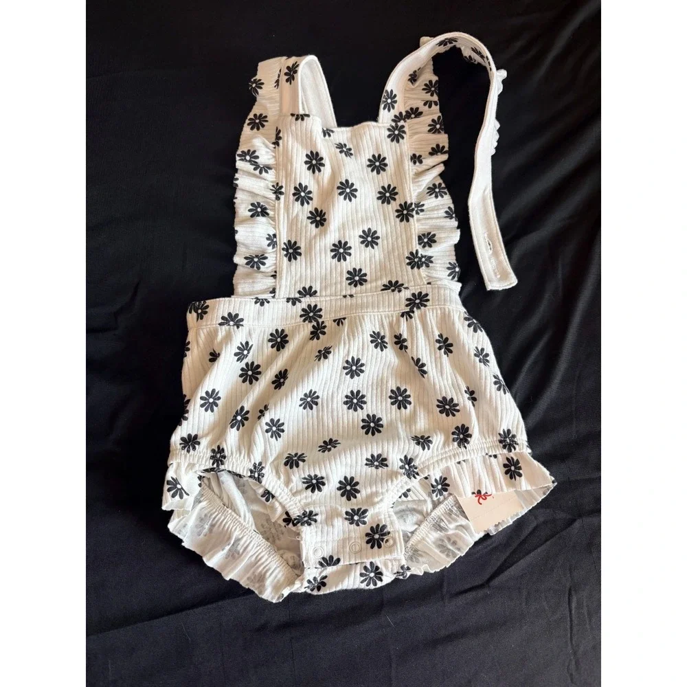 Cat & Jack Baby‎ 1 piece Offwhite with Black Flowers Sz 12M - NWT